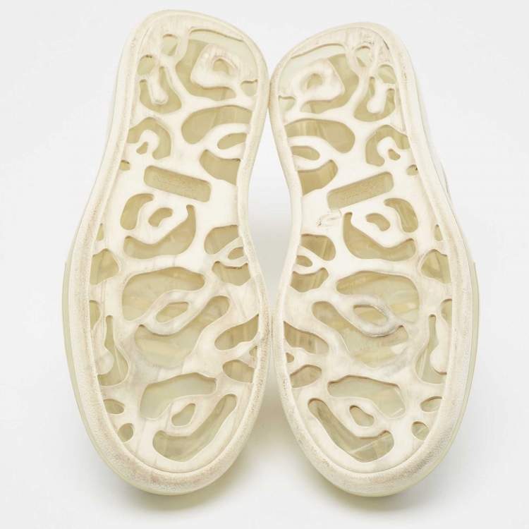 Pre Owned Alexander McQueen White/ Iridescent Leather Oversized Sneakers Size 39