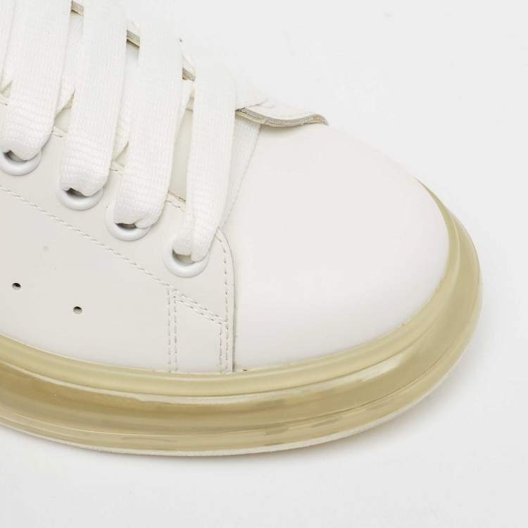 Pre Owned Alexander McQueen White/ Iridescent Leather Oversized Sneakers Size 39