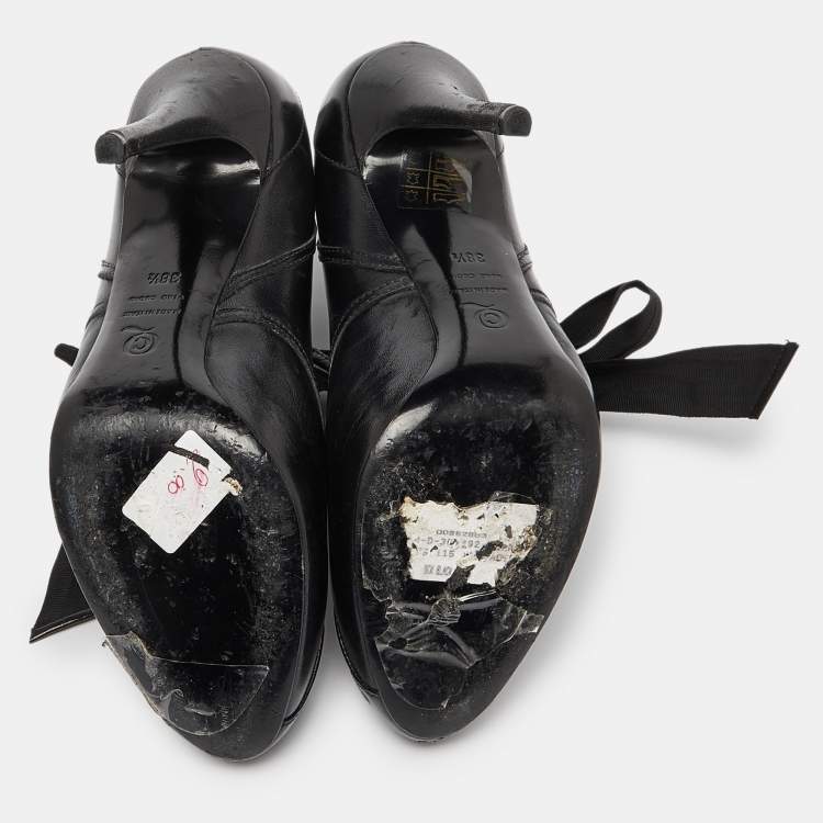 Pre Owned Alexander McQueen Black Leather Ankle Boots Size 38.5