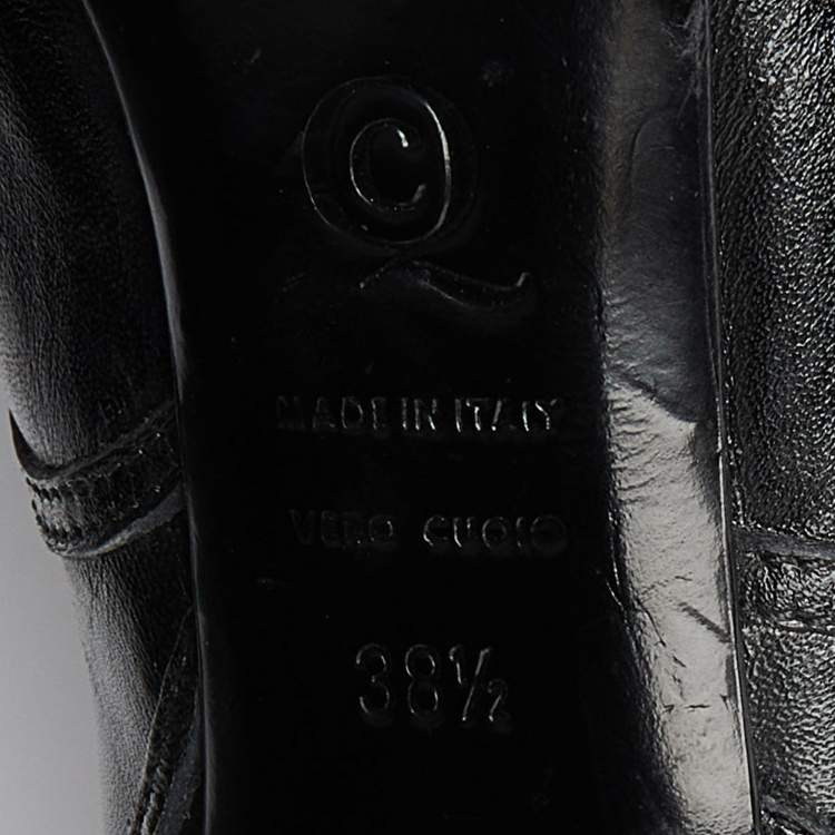 Pre Owned Alexander McQueen Black Leather Ankle Boots Size 38.5