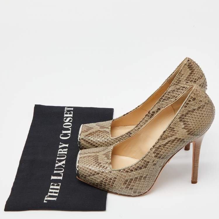 Pre Owned Alexander McQueen Grey/Black Python Pumps Size 38.5