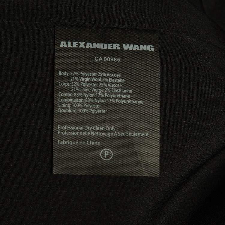 Pre Owned Alexander Wang Grey Plaid Wool Blend Scoop Neck Mini Dress L