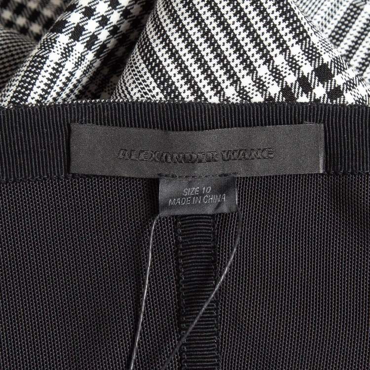 Pre Owned Alexander Wang Grey Plaid Wool Blend Scoop Neck Mini Dress L