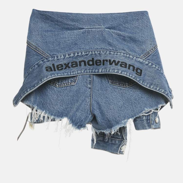 Pre Owned Alexander Wang Denim Jacket Trim Skorts S