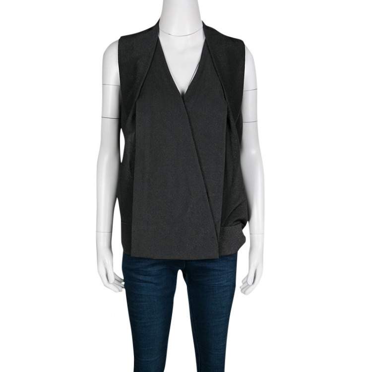 Pre Owned Alexander Wang Grey Stingray Pattern Draped Detail Top M