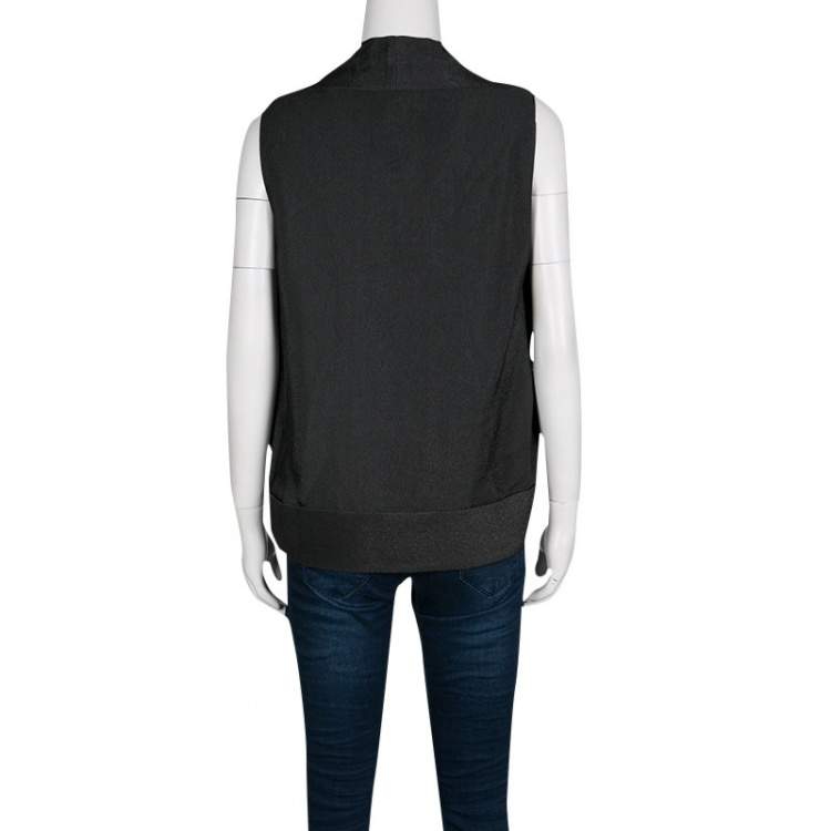 Pre Owned Alexander Wang Grey Stingray Pattern Draped Detail Top M
