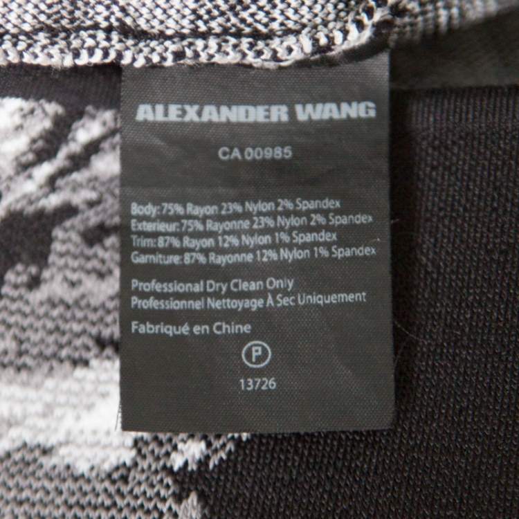 Pre Owned T By Alexander Wang Black Hawaiian Jacquard Sleeveless Bodycon Dress S