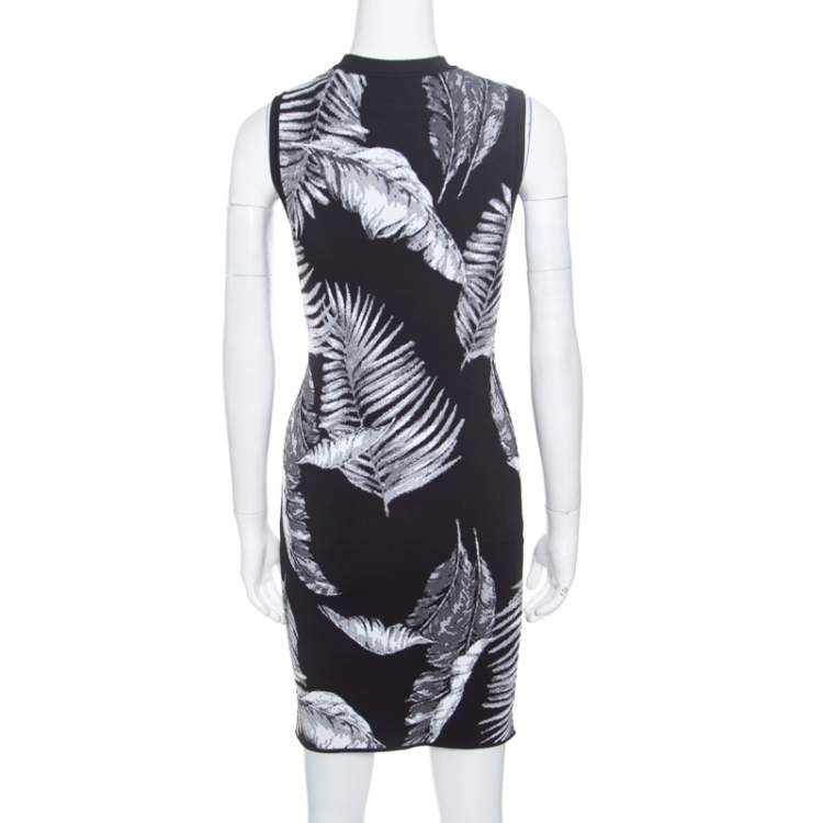 Pre Owned T By Alexander Wang Black Hawaiian Jacquard Sleeveless Bodycon Dress S