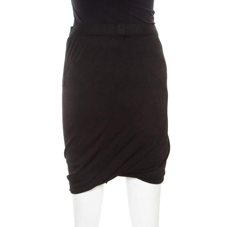 Pre Owned T by Alexander Wang Black Stretch Draped Mini Skirt L