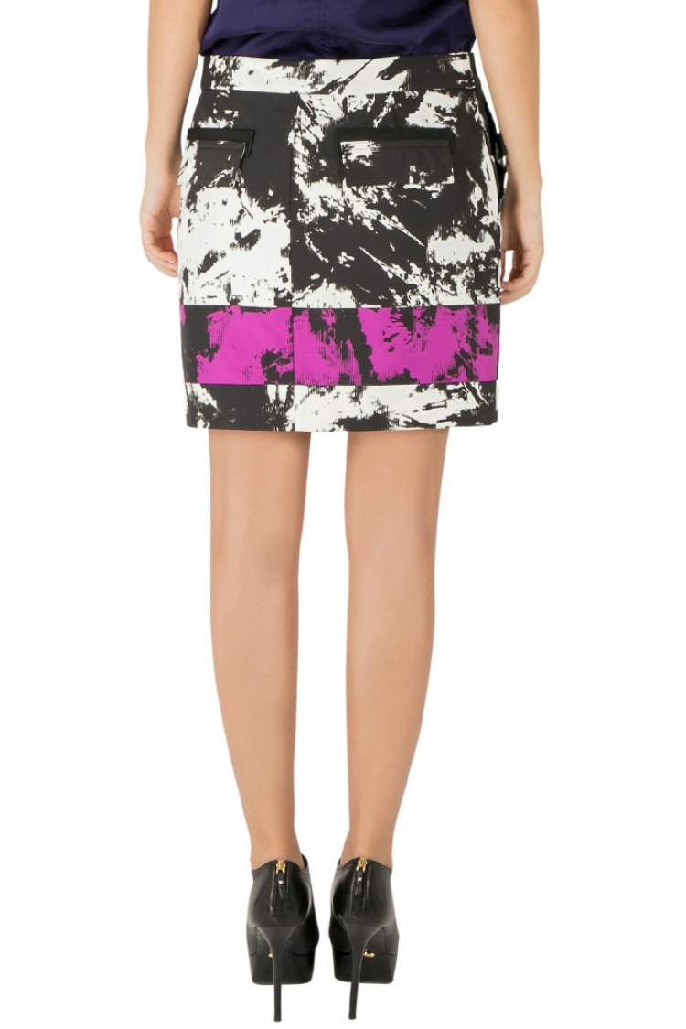 Pre Owned Alexander Wang Multicolor Abstract Print Grosgrain Detail Mini Skirt S
