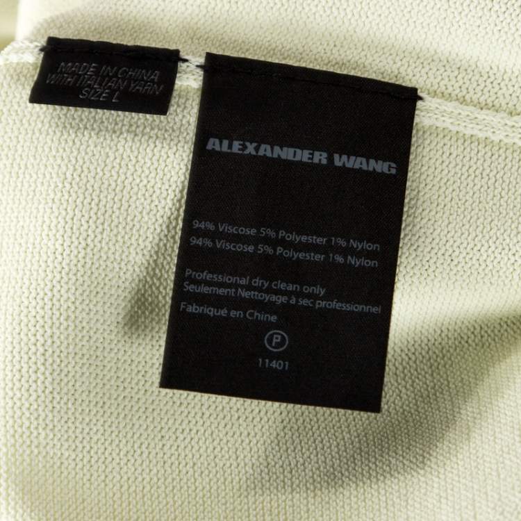 Pre Owned Alexander Wang Highlighter Yellow Knit Sheer Paneled Pullover L