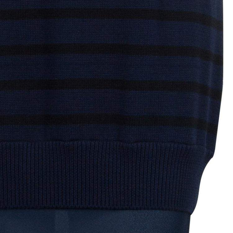 Pre Owned T By Alexander Wang Navy Blue Striped Knit Upper Sheer Bottom Oversized Maxi Dress S