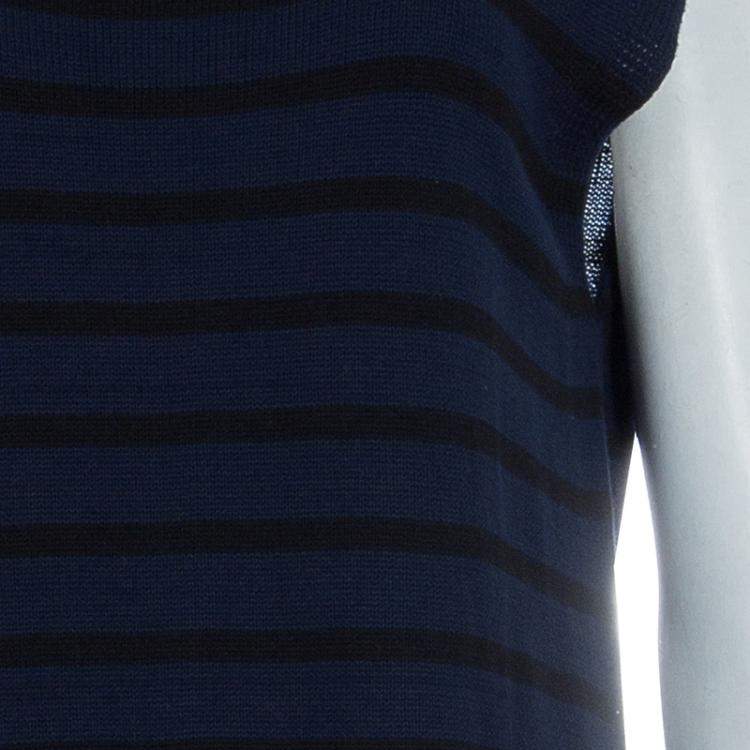 Pre Owned T By Alexander Wang Navy Blue Striped Knit Upper Sheer Bottom Oversized Maxi Dress S