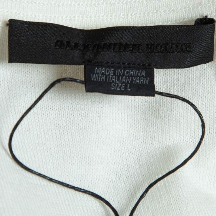 Pre Owned Alexander Wang Off-White Cotton knit Sheer Overlay Top L