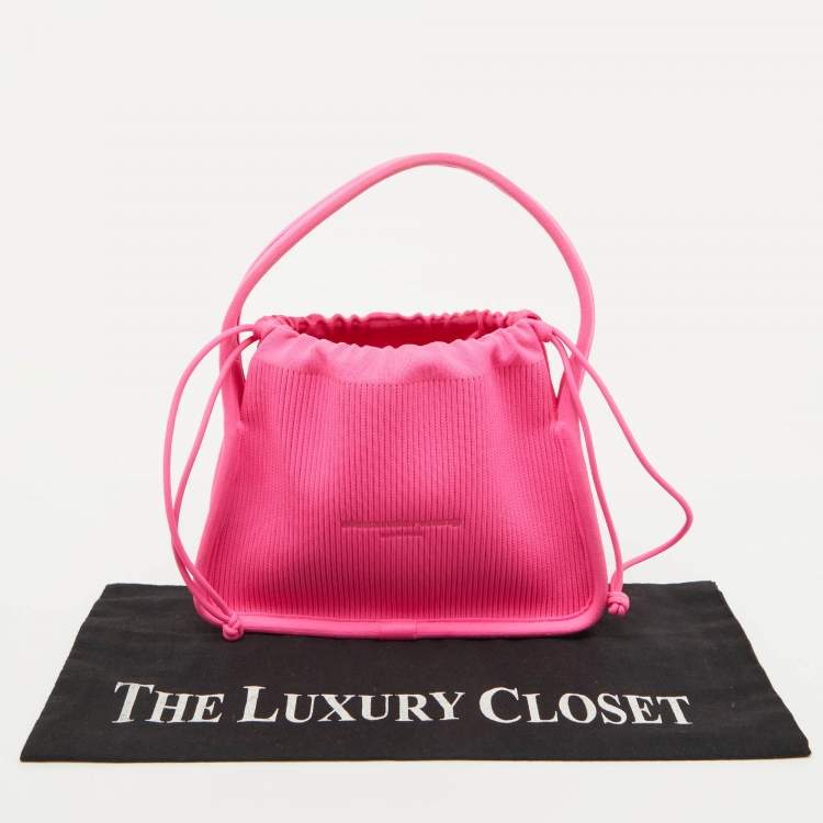 Pre Owned Alexander Wang Fuchsia Pink Knit Fabric Small Ryan Hobo