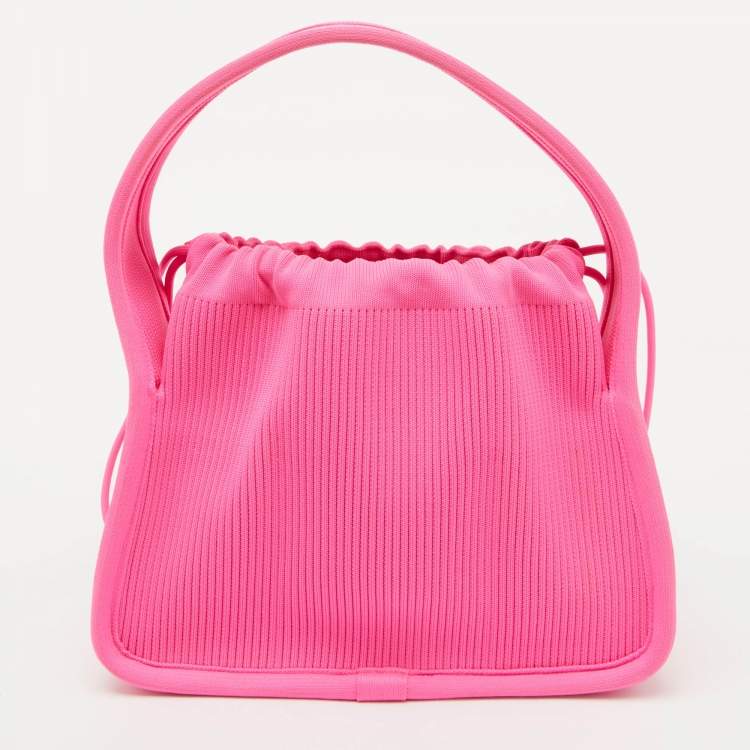 Pre Owned Alexander Wang Fuchsia Pink Knit Fabric Small Ryan Hobo