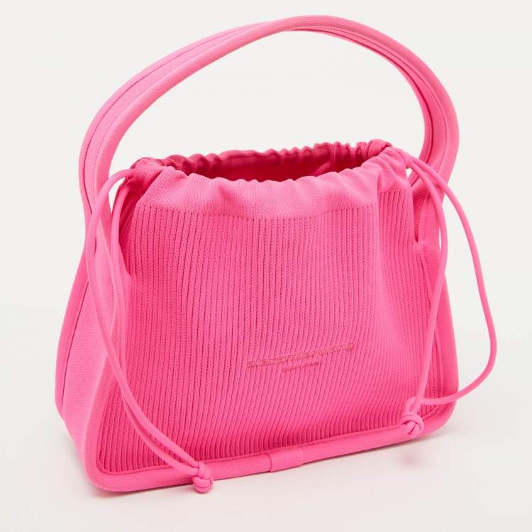 Pre Owned Alexander Wang Fuchsia Pink Knit Fabric Small Ryan Hobo