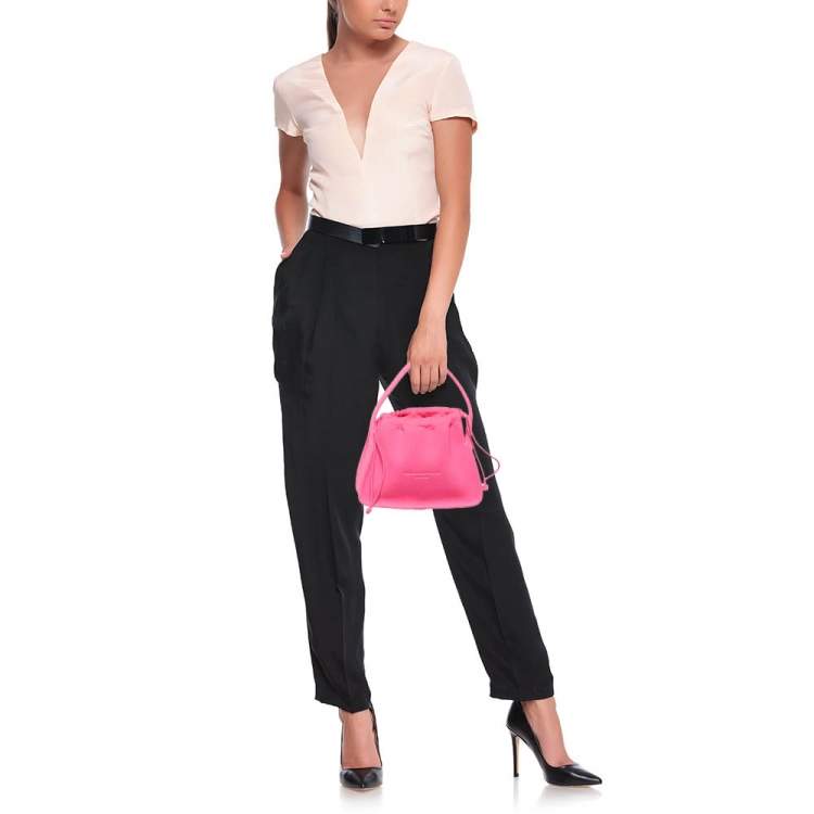 Pre Owned Alexander Wang Fuchsia Pink Knit Fabric Small Ryan Hobo
