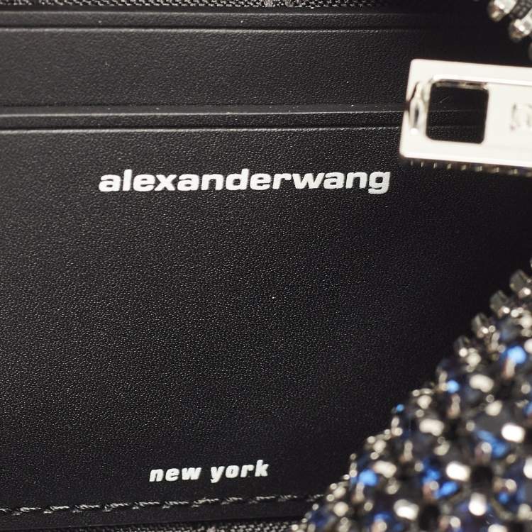 Pre Owned Alexander Wang Dark Blue/Black Crystals and Leather Medium Heiress Pouch Bag