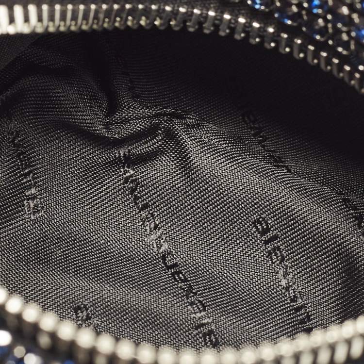 Pre Owned Alexander Wang Dark Blue/Black Crystals and Leather Medium Heiress Pouch Bag