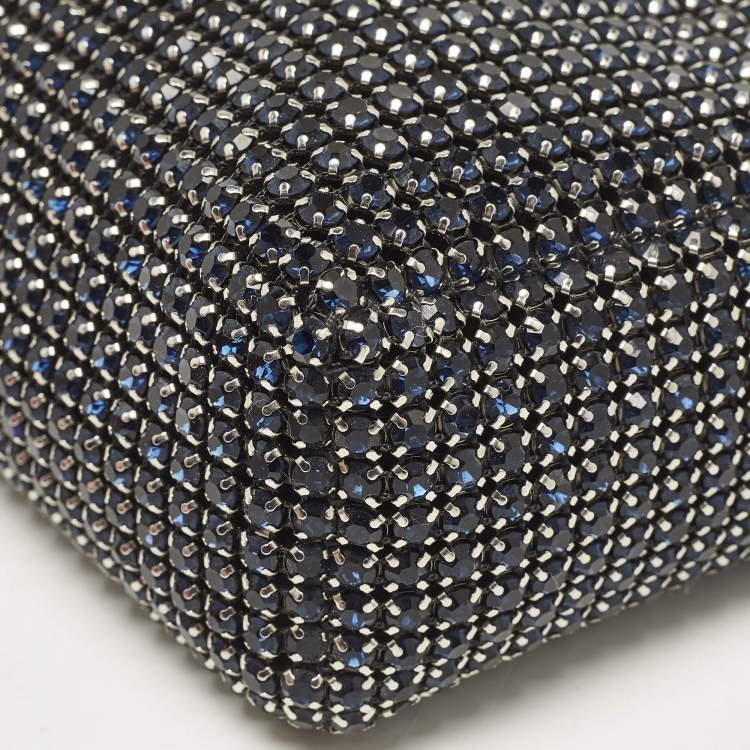 Pre Owned Alexander Wang Dark Blue/Black Crystals and Leather Medium Heiress Pouch Bag