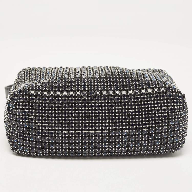 Pre Owned Alexander Wang Dark Blue/Black Crystals and Leather Medium Heiress Pouch Bag