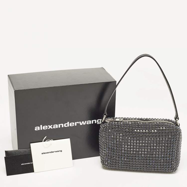 Pre Owned Alexander Wang Dark Blue/Black Crystals and Leather Medium Heiress Pouch Bag