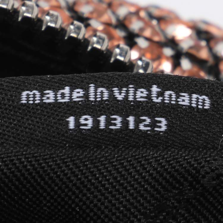 Pre Owned Alexander Wang Orange Crystal Embellished Mesh Medium Heiress Pouch