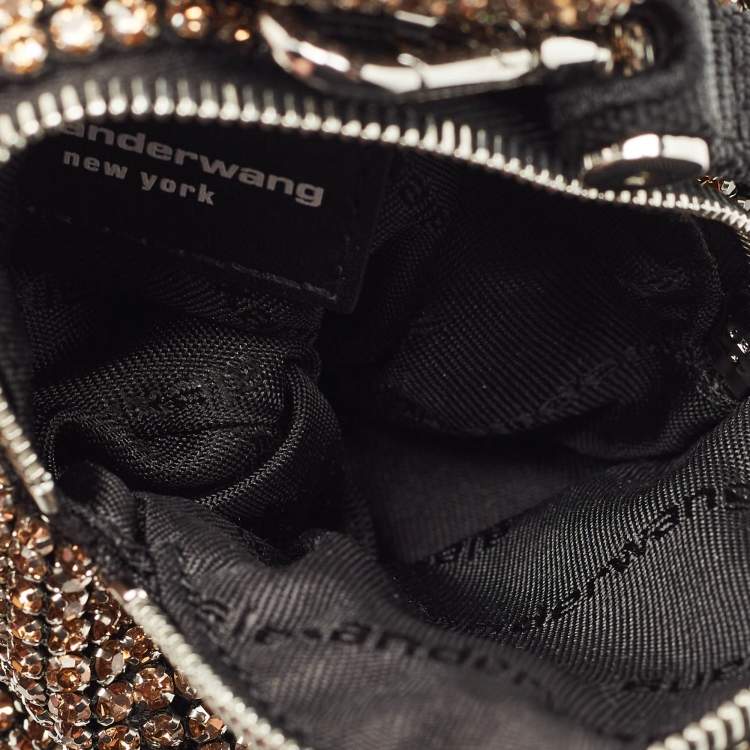 Pre Owned Alexander Wang Gold Crystal Embellished Beiress Wristlet Clutch