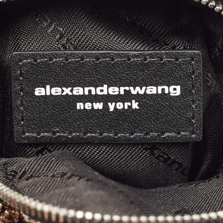 Pre Owned Alexander Wang Gold Crystal Embellished Beiress Wristlet Clutch