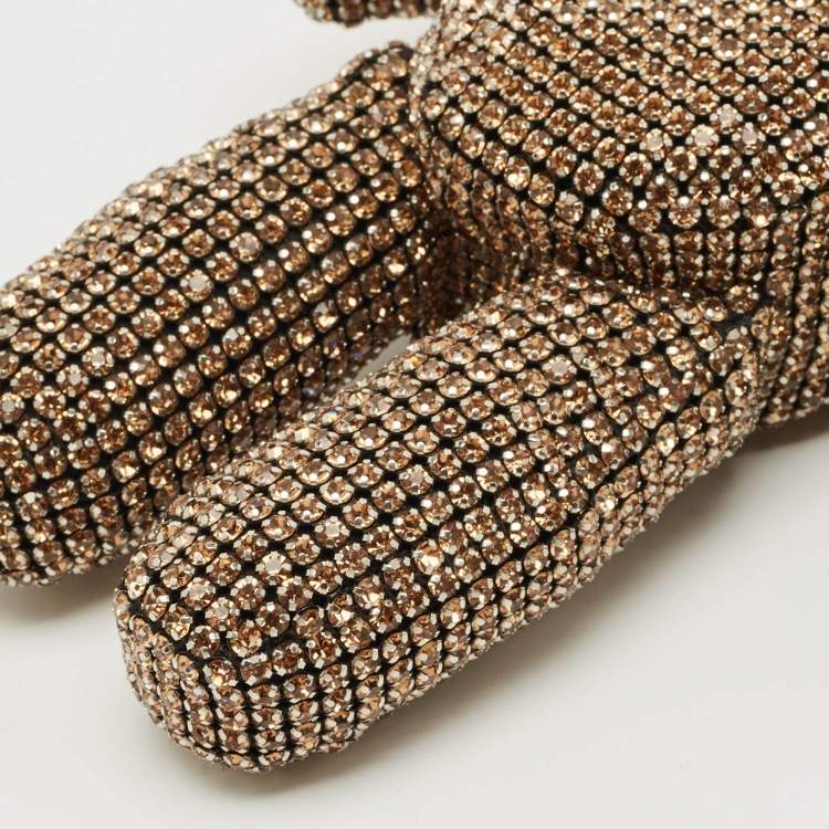 Pre Owned Alexander Wang Gold Crystal Embellished Beiress Wristlet Clutch