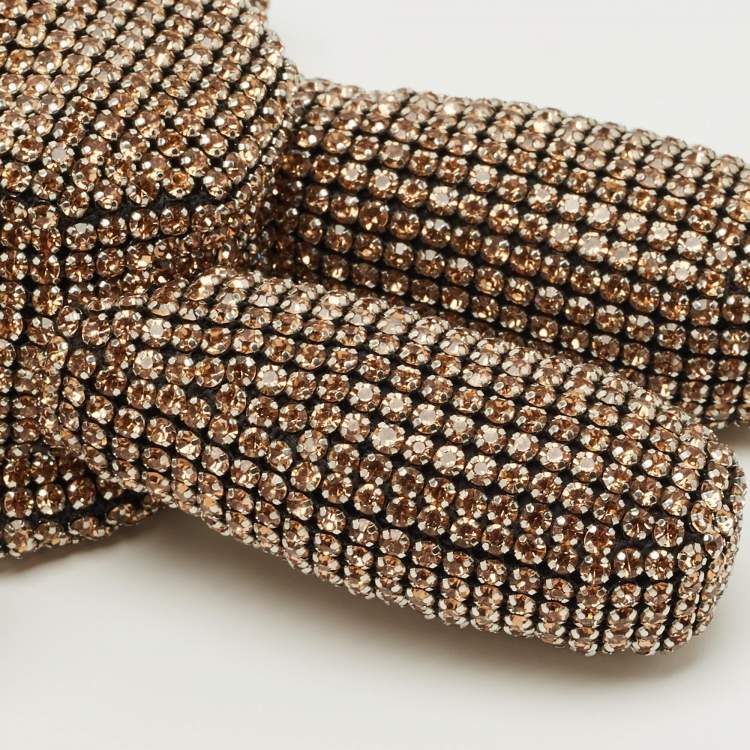 Pre Owned Alexander Wang Gold Crystal Embellished Beiress Wristlet Clutch
