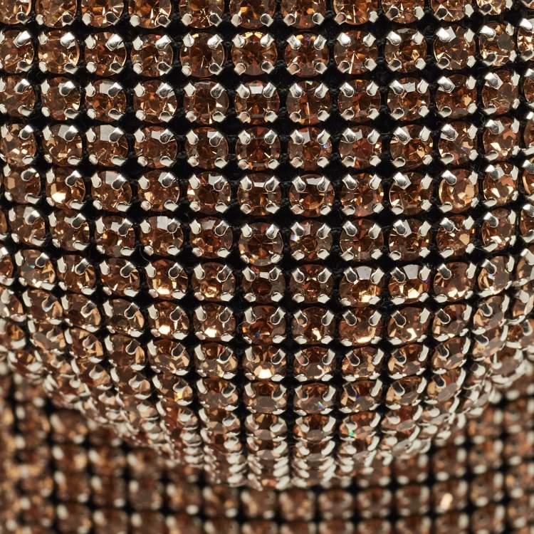Pre Owned Alexander Wang Gold Crystal Embellished Beiress Wristlet Clutch