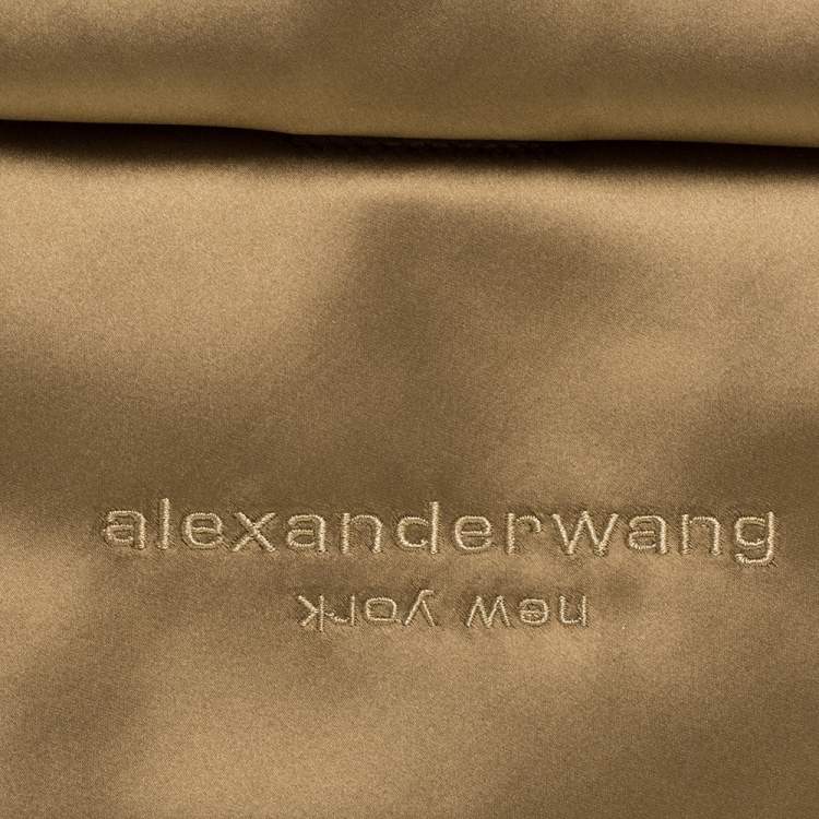 Pre Owned Alexander Wang Khaki Satin Foldover Clutch 