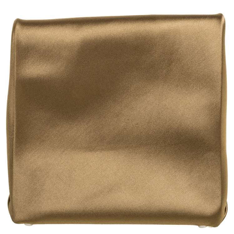 Pre Owned Alexander Wang Khaki Satin Foldover Clutch 