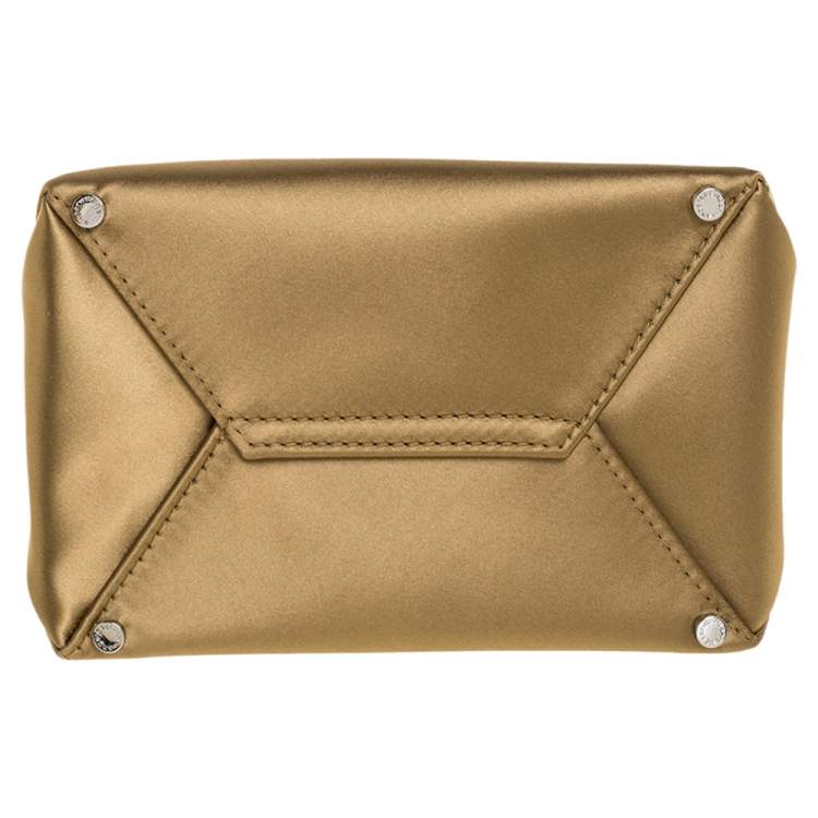 Pre Owned Alexander Wang Khaki Satin Foldover Clutch 