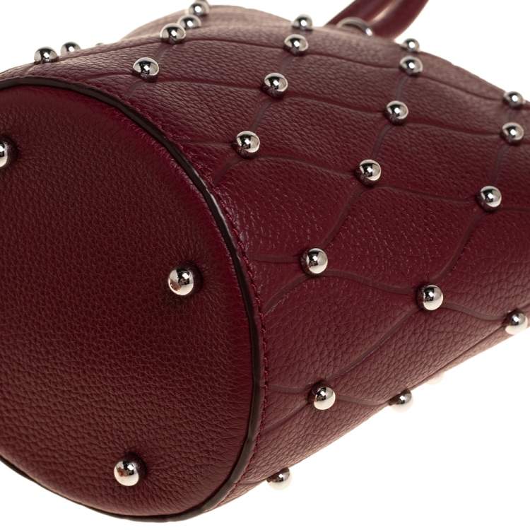 Pre Owned Alexander Wang Burgundy Leather Mini Roxy Studded Bucket Bag