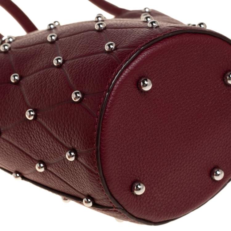 Pre Owned Alexander Wang Burgundy Leather Mini Roxy Studded Bucket Bag