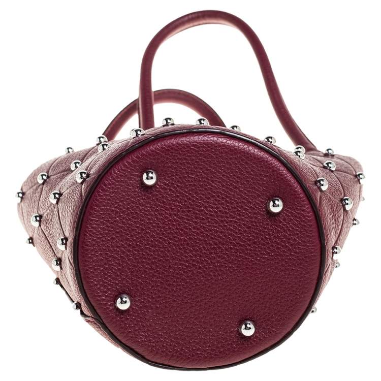 Pre Owned Alexander Wang Burgundy Leather Mini Roxy Studded Bucket Bag