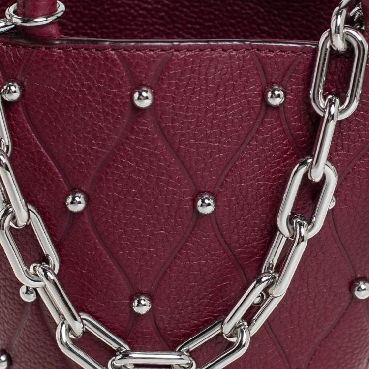 Pre Owned Alexander Wang Burgundy Leather Mini Roxy Studded Bucket Bag
