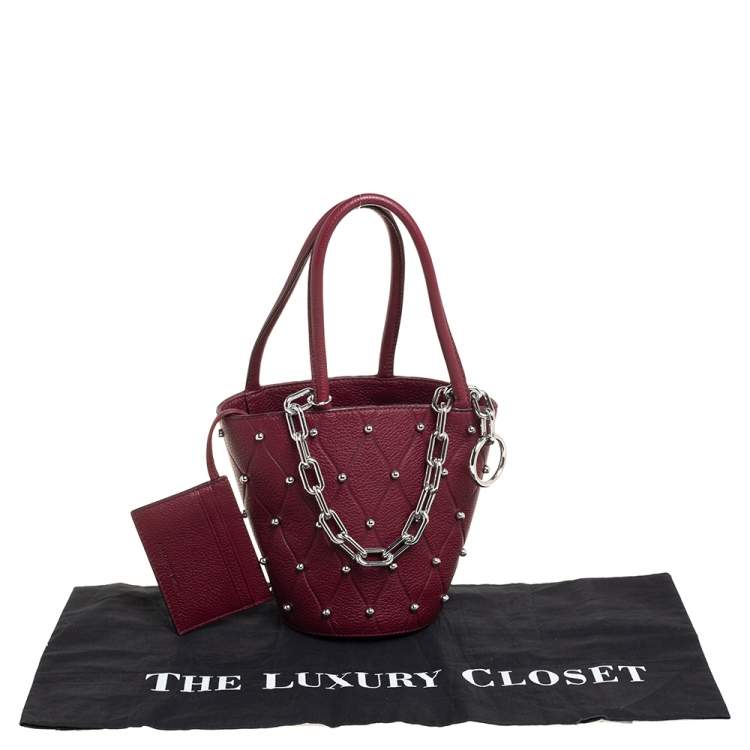 Pre Owned Alexander Wang Burgundy Leather Mini Roxy Studded Bucket Bag