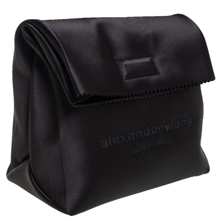 Pre Owned Alexander Wang Black Satin Lunch Clutch