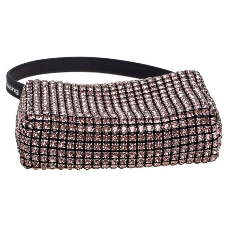 Pre Owned Alexander Wang Pink Crystal Embellished Mesh Heiress Pouch Bag