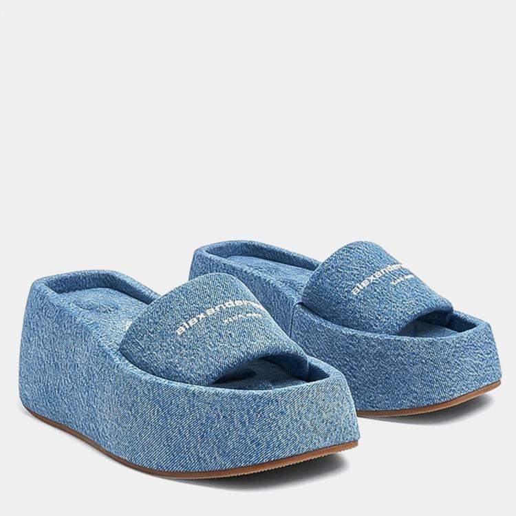 Pre Owned Alexander Wang Denim Blue Canvas Taji Platform Sandal EU 40