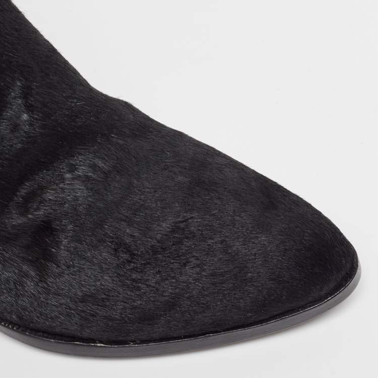 Pre Owned Alexander Wang Black Calf Hair Ankle Length Boots Size 36