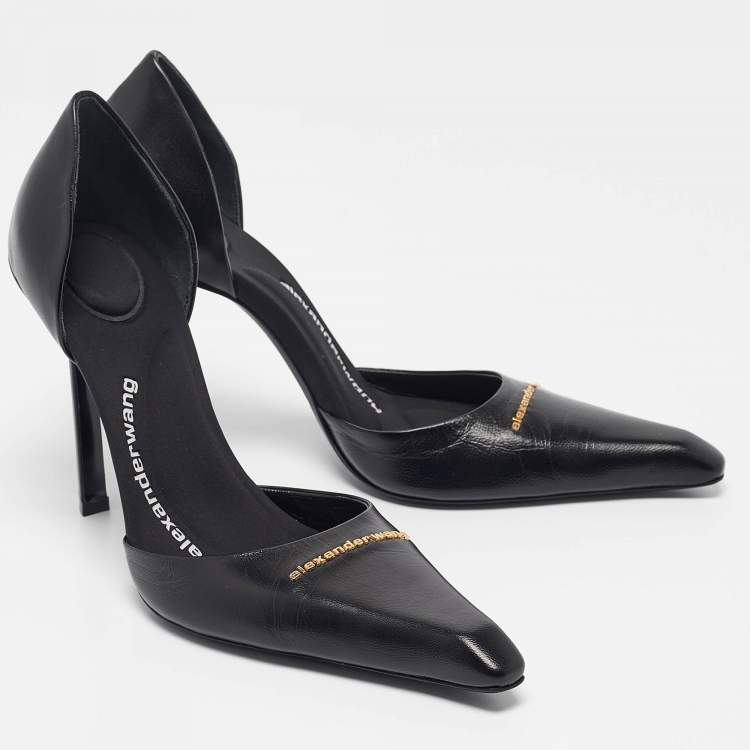 Pre Owned Alexander Wang Black Leather Viola Pumps Size 39.5