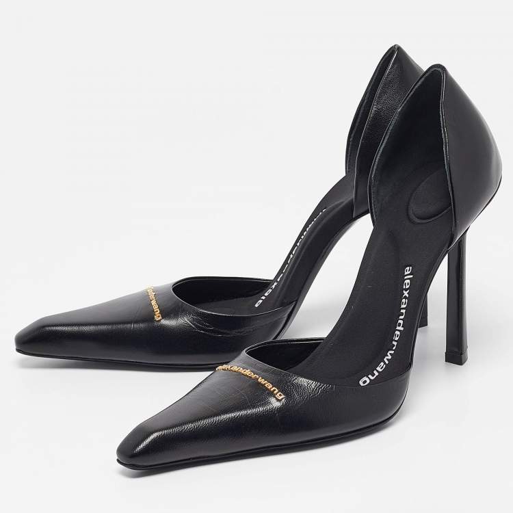 Pre Owned Alexander Wang Black Leather Viola Pumps Size 39.5