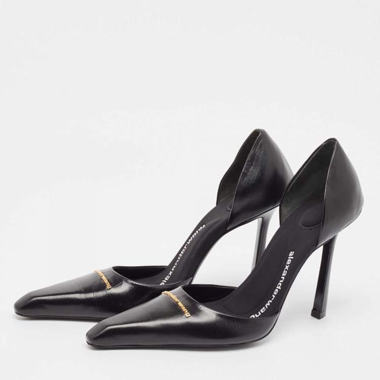Pre Owned Alexander Wang Black Leather Viola D'orsay Pumps Size 38.5
