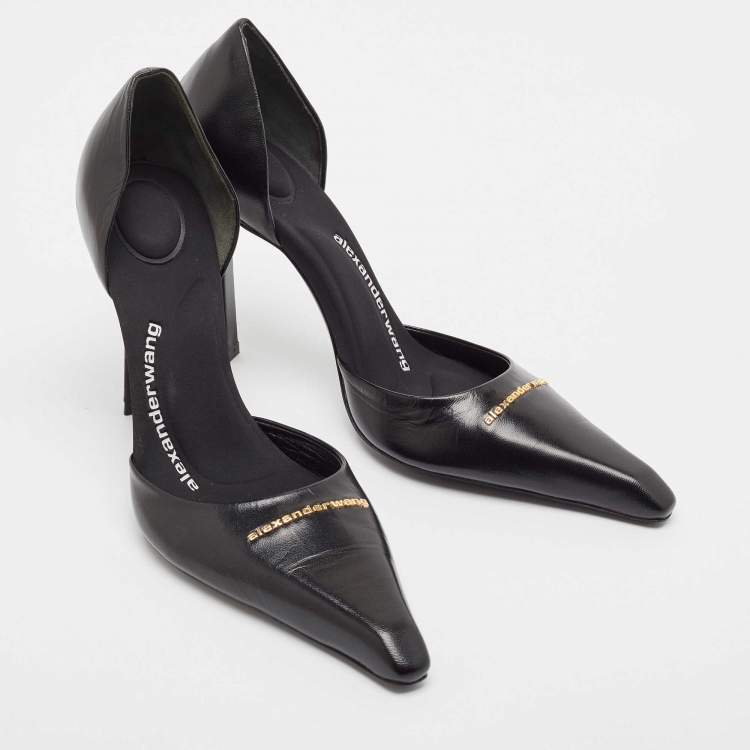 Pre Owned Alexander Wang Black Leather Viola D'orsay Pumps Size 38.5