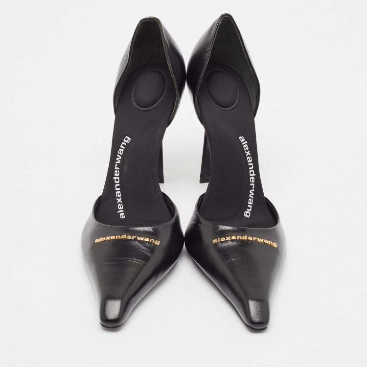 Pre Owned Alexander Wang Black Leather Viola D'orsay Pumps Size 38.5